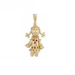 9ct YG Cz Moveable Ragdoll Pendant