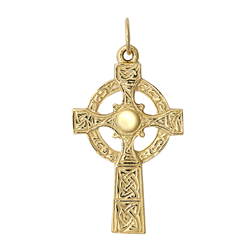 9ct YG Engraved Celtic Cross Pendant