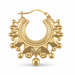 9ct YG Round Creole Spike Earrings