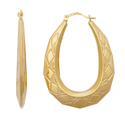 9ct Yellow Gold Oval Creole Earrings