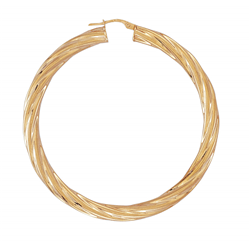 9ct YG 50mm Twist Hoop Earrings