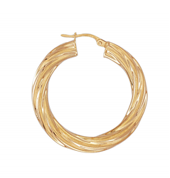 9ct YG 25mm Twist Hoop Earrings