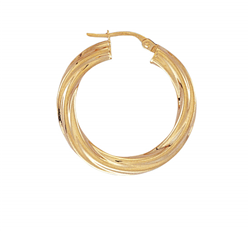 9ct YG 20mm Twist Hoop Earrings