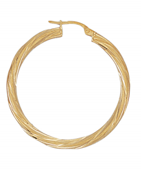 9ct YG Twist Hoop Earrings