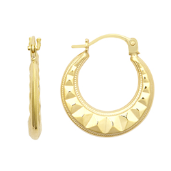 9ct YG Patterned Creole Earrings