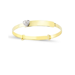 9Ct Cz Heart ID Baby Expandable Bangle 
