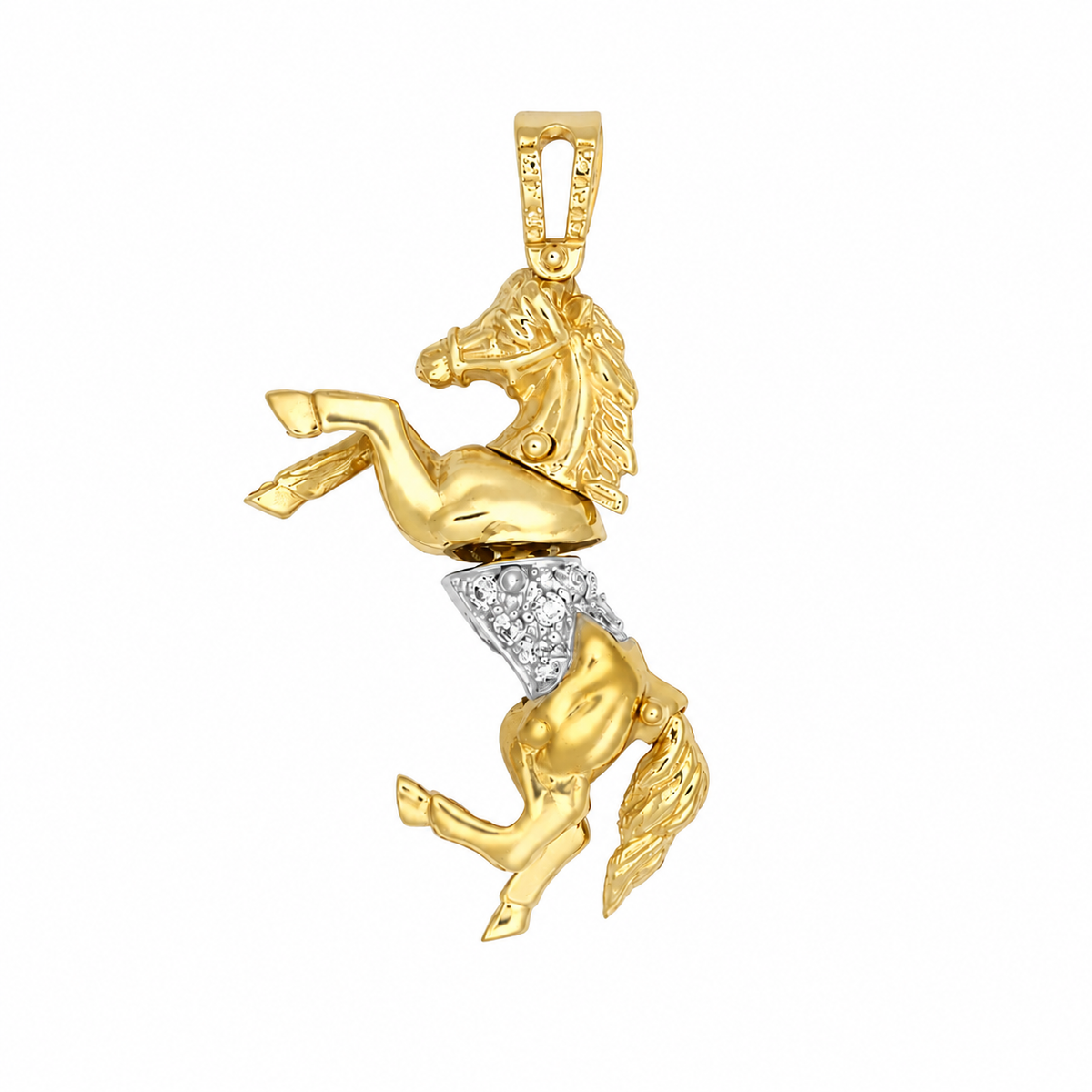 9ct Gold Galloping Horse Pendant, front view