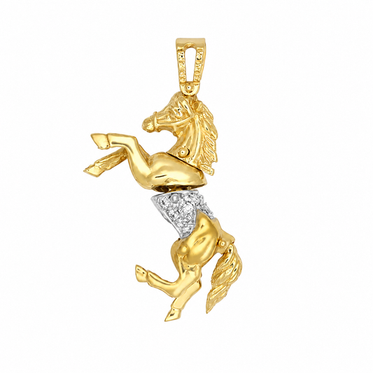 9ct Gold Galloping Horse Pendant, front view