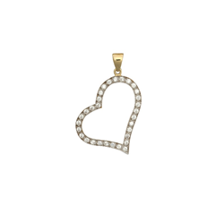 9ct YG CZ Open Heart Pendant