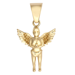 9ct YG Plain Small Angel Pendant 