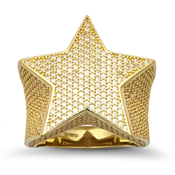 9ct YG Gents Gold Cz Star Ring 
