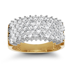 9ct YG 5 Row Cz Ladies Ring