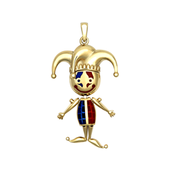 9ct YG Enamel Jester Movable Pendant