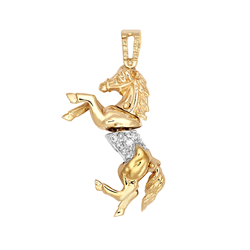 9ct YG Cz Moveable Horse Pendant