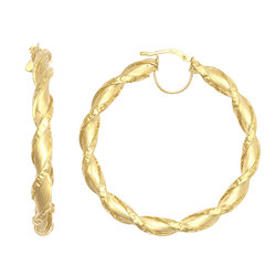 9ct YG 40mm Shiny Twist Hoop Earrings