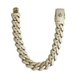 9ct YG 13mm Cz Curb Chain