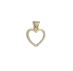 9ct YG CZ Open Heart Pendant