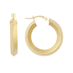 9ct YG Greek Key Creole Earrings 22mm