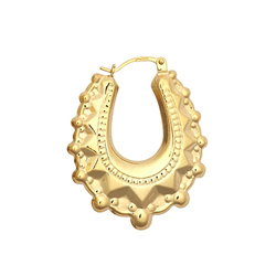9ct Yellow Gold Oval Creole Spike Earrings