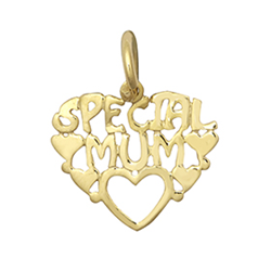 9ct YG Special Mum Heart Charm Pendant