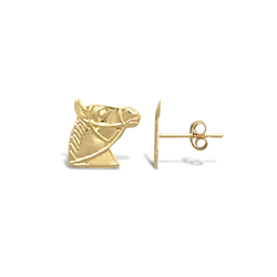 9ct YG Horse Head Stud Earrings