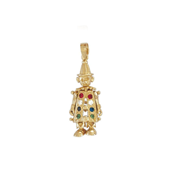 9ct YG Cz Moveable Clown Pendant