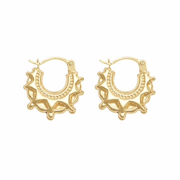 9ct Gold Extra Small Round Creole Spike Earrings