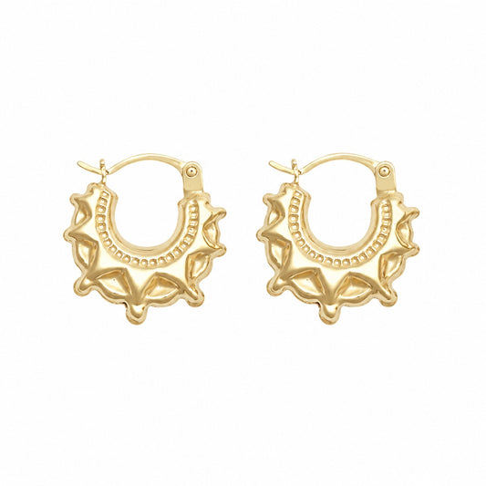 9ct Gold Extra Small Round Creole Spike Earrings