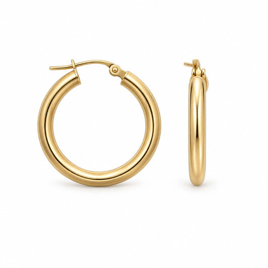Hoop Earrings Yellow Gold, front view