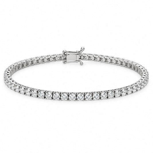 9ct White Gold 2mm Cubic Zirconia Tennis Ladies Bracelet, front view
