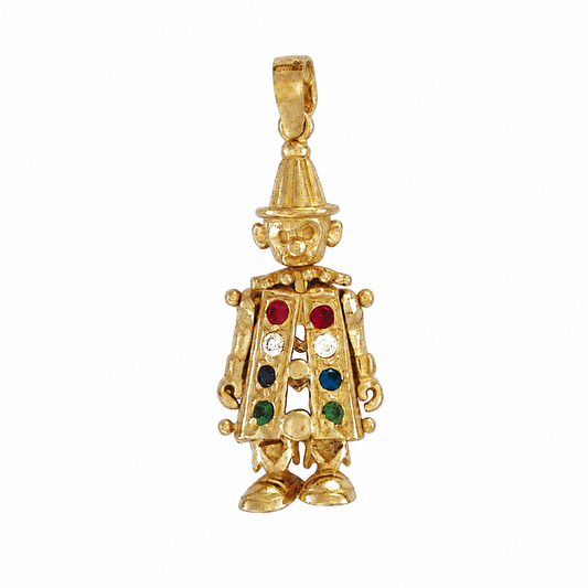 9ct Gold Small Clown Pendant, front view