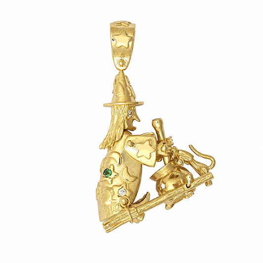 9ct Gold Movable Witch Pendant