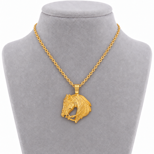 9ct Yellow Gold Plain Horsehead Pendant