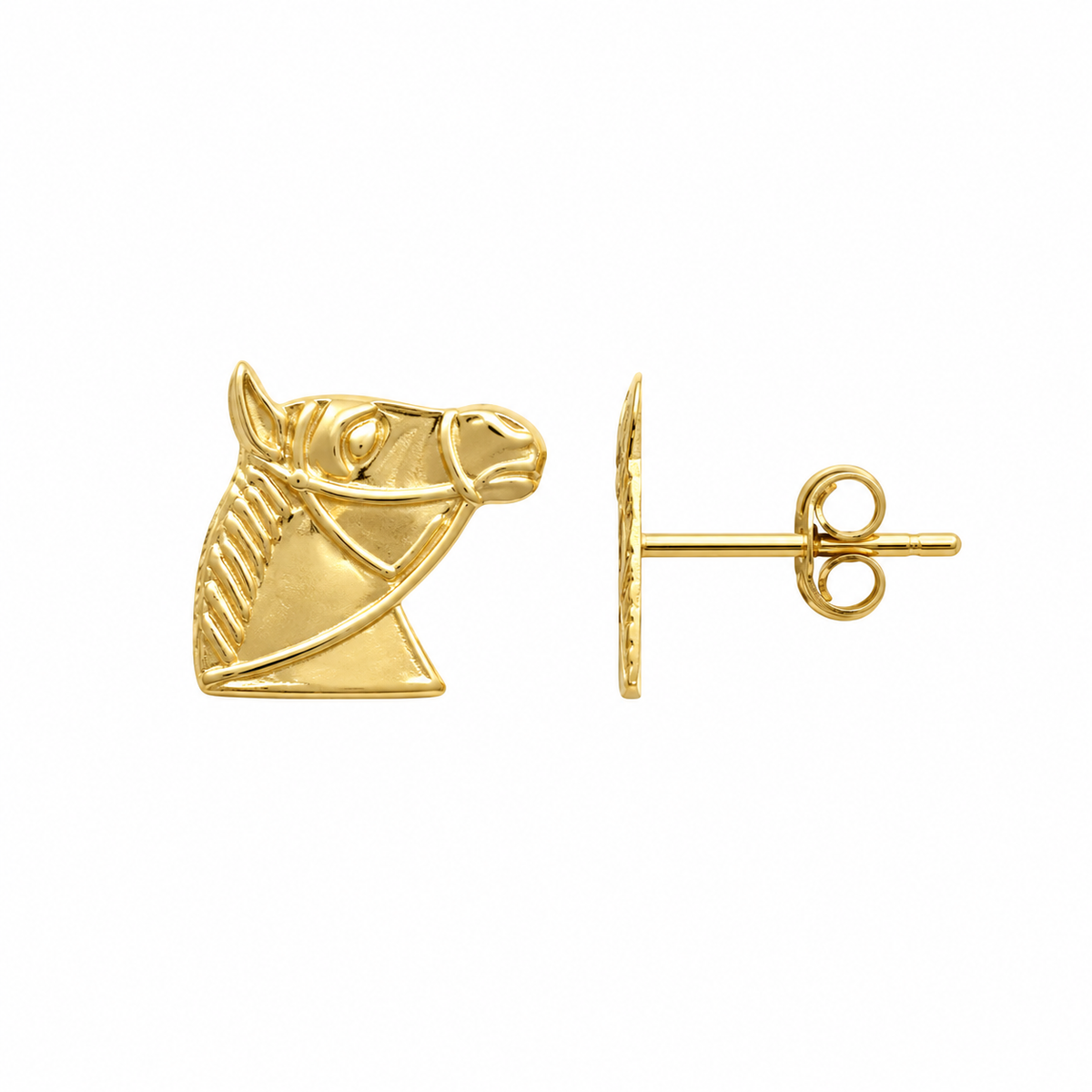 9ct Gold Horse Head Stud Earrings