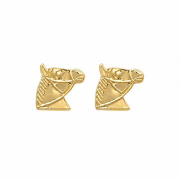 9ct Gold Horse Head Stud Earrings, front view