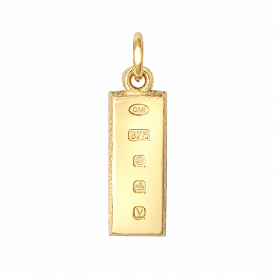9ct Gold Ingot Bar Pendant, front view