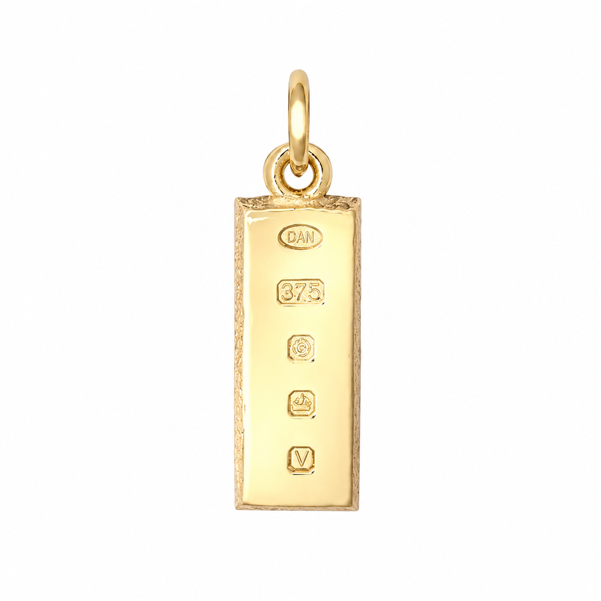 9ct Gold Ingot Bar Pendant, front view