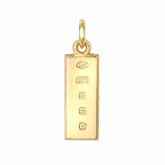 9ct Gold Ingot Bar Pendant, front view