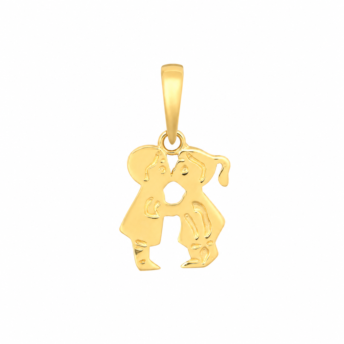 9ct Gold Boy & Girl Kissing Pendant, front view