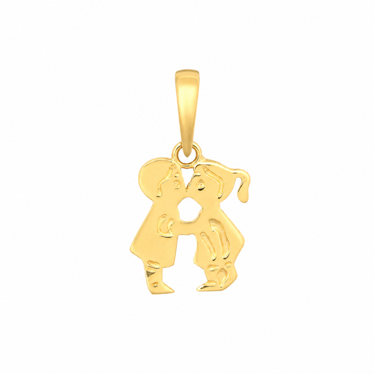 9ct Gold Boy & Girl Kissing Pendant, front view