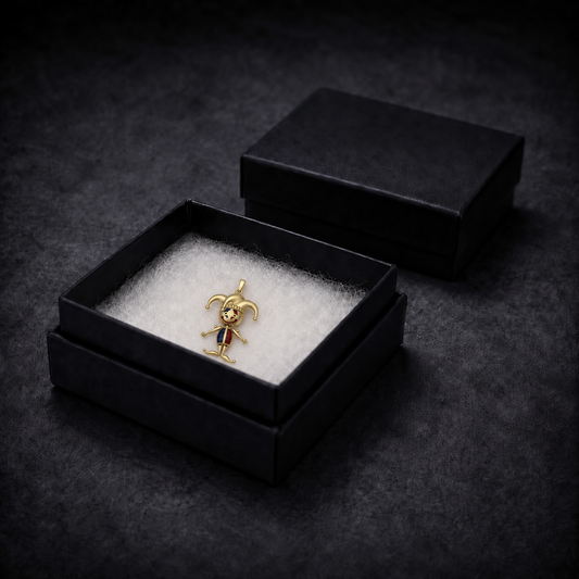 9ct Yellow Gold Enamel Jester Movable Pendant