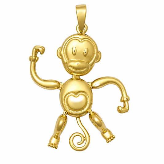 9ct Gold Monkey Movable Pendant, front view