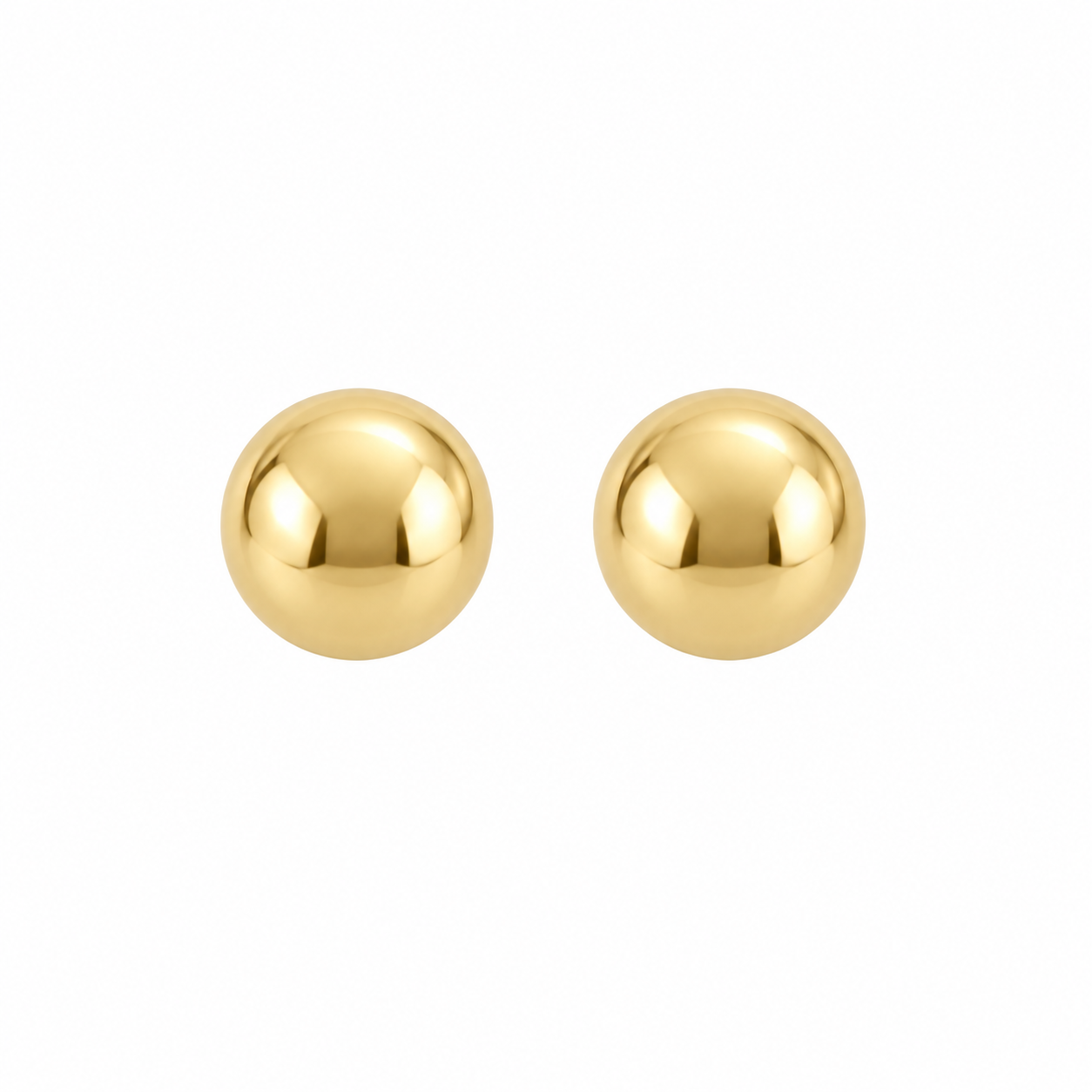 9ct gold plain ball stud earrings, the pair