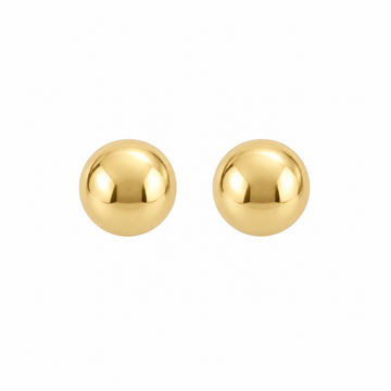 9ct gold plain ball stud earrings, the pair