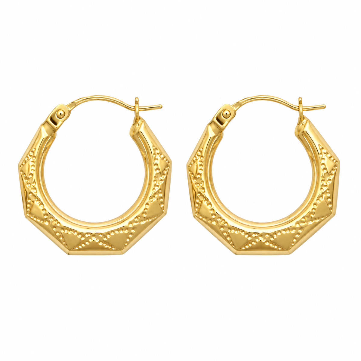 9ct Gold Engraved Creole Earrings
