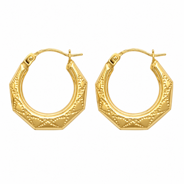 9ct Gold Engraved Creole Earrings