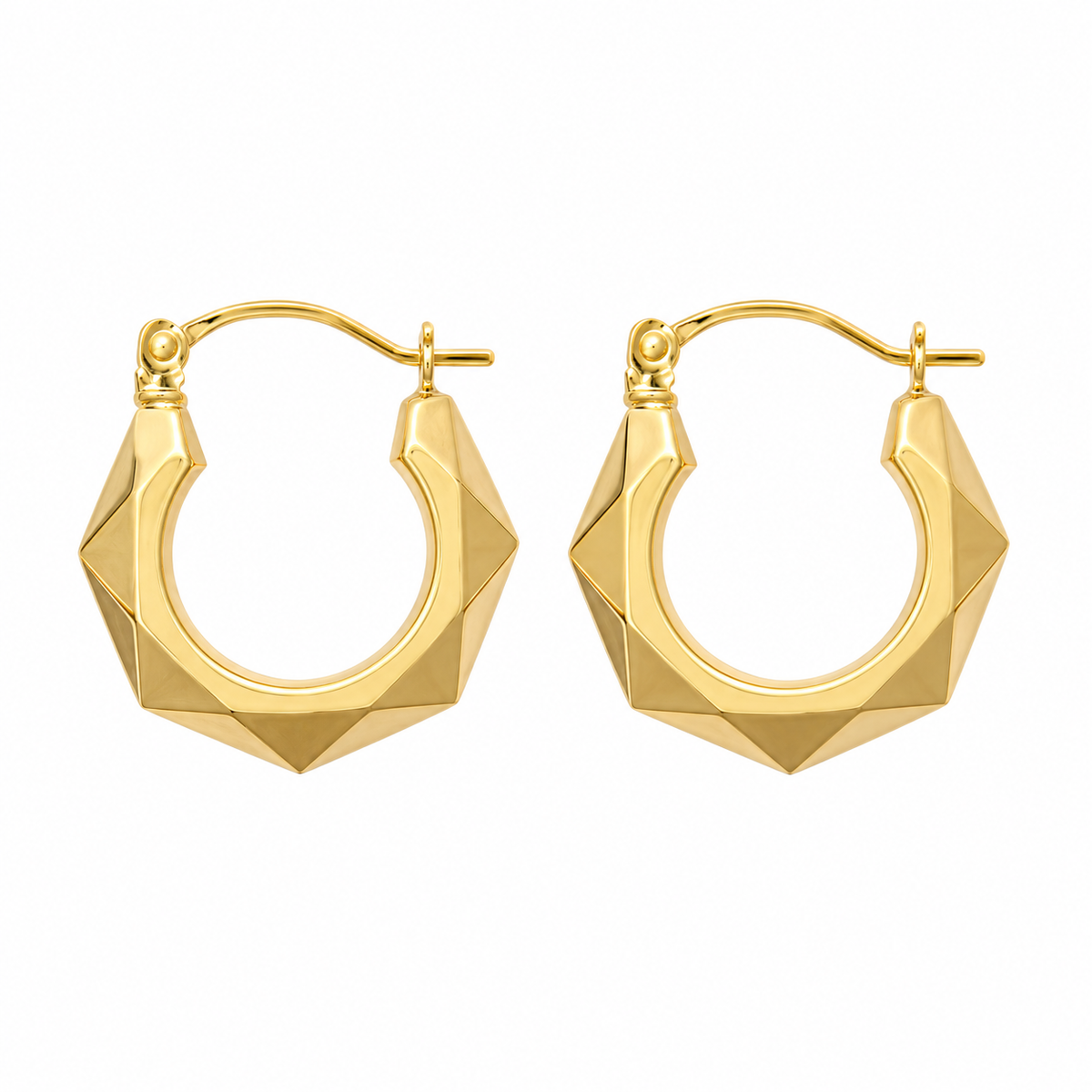 9ct Gold Faceted Creole Earrings