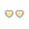 9ct Gold CZ Halo Heart Stud Earrings