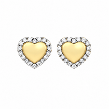 9ct Gold CZ Halo Heart Stud Earrings