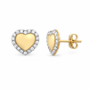 9ct Gold CZ Halo Heart Stud Earrings